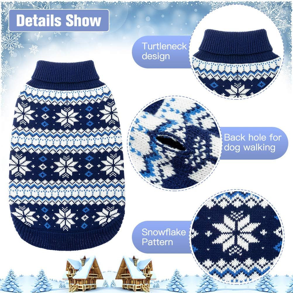 Warm Dog Sweater for Winter – Cable Knit Pullover with Snowflake Pattern, Thick & Cozy Knitwear for Small, Medium & Large Dogs