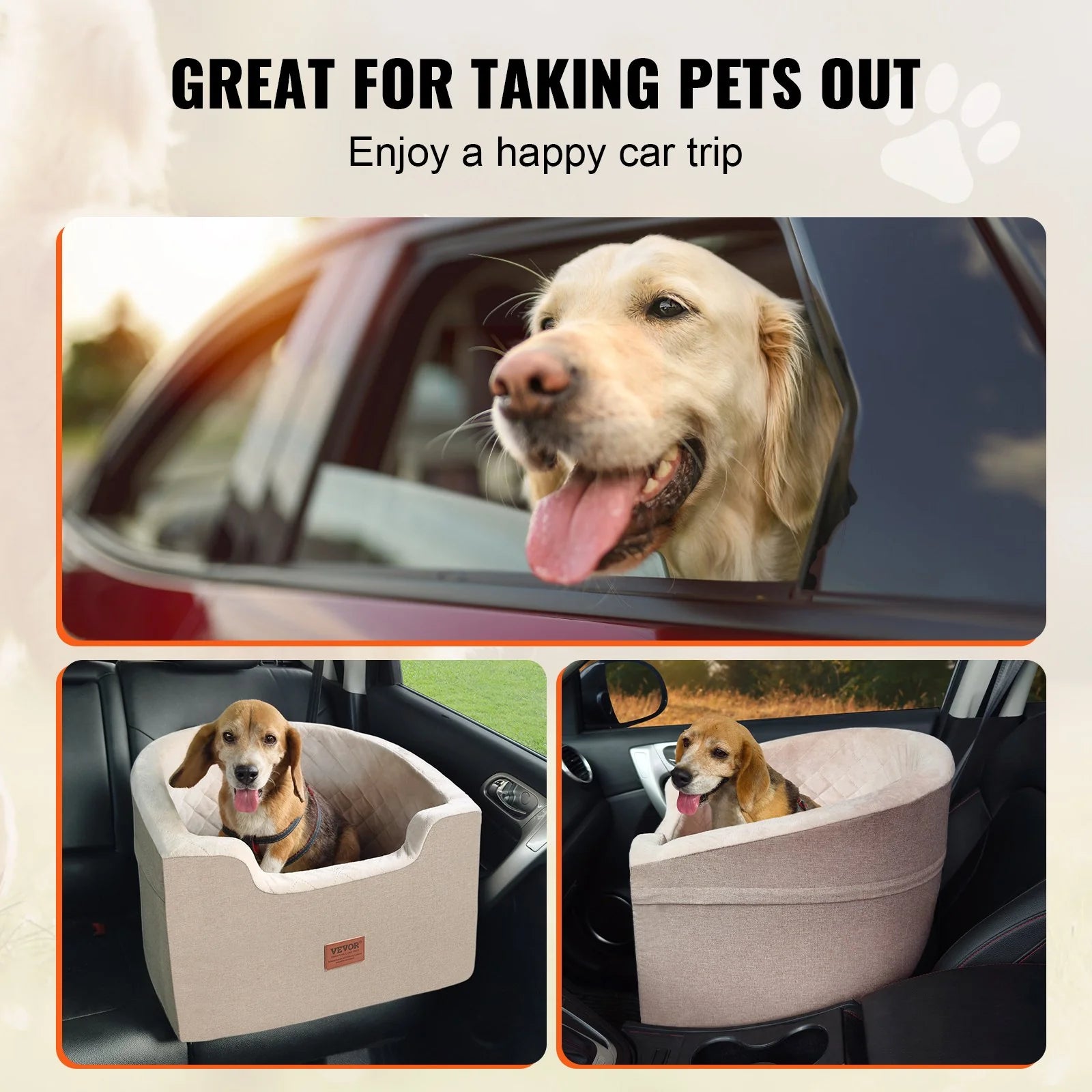 Dog Booster Car Seat – Pet Car Seat for Small & Medium Dogs up to 55 lbs – Travel Safety Seat, Brown | Pawrent’s Choice