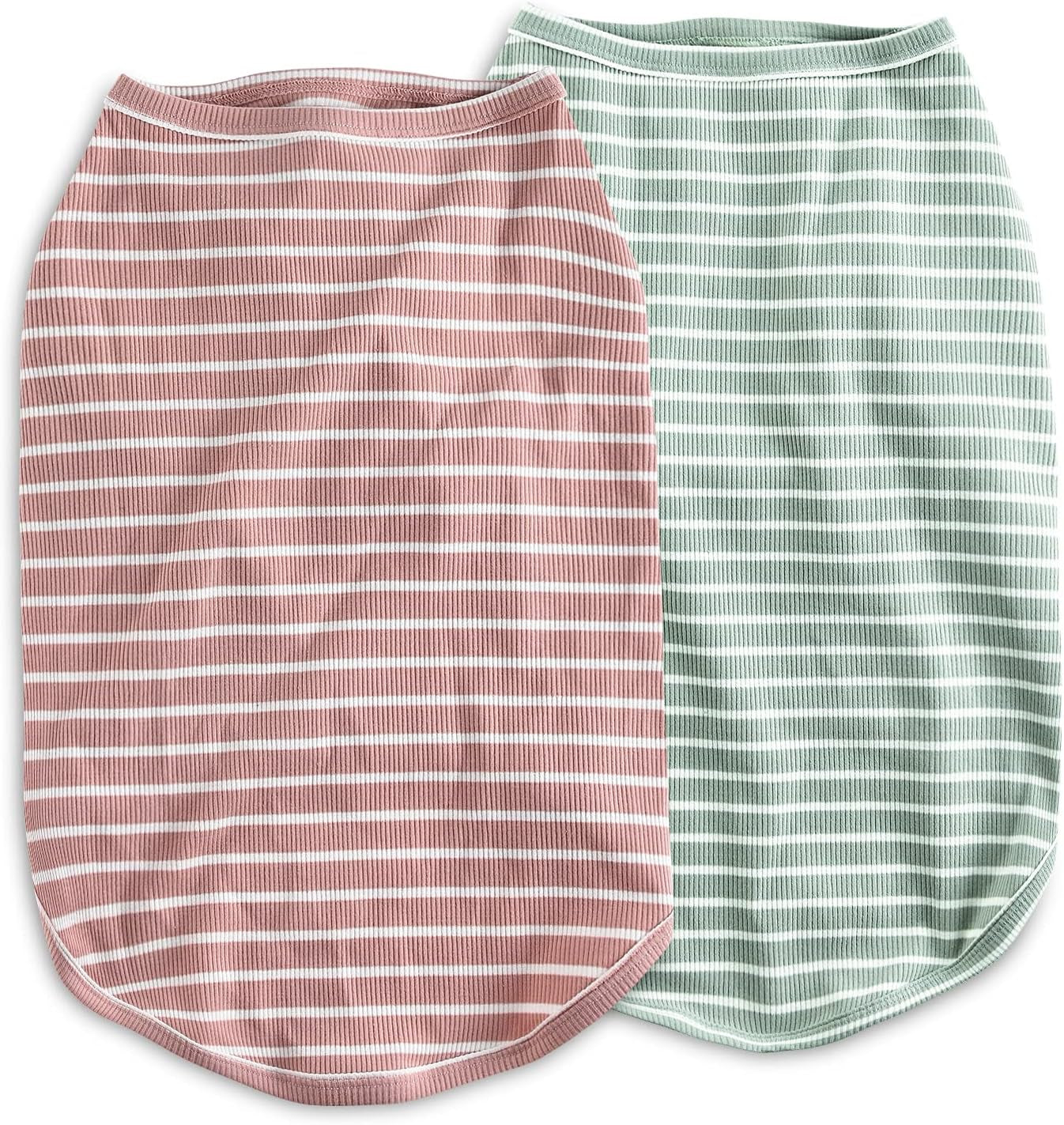 Dog Shirts 2-Pack – Lightweight Breathable T-Shirts & Sleeveless Vests for Small, Medium & Large Dogs or Cats, Pink + Green [5XL]