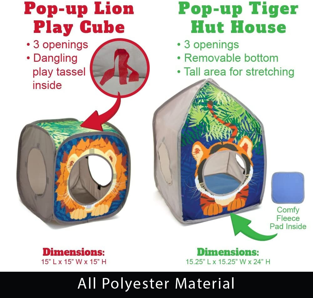 Cat Toy Tunnel Set – Safari Jungle Collapsible Combo for Active Cats & Kittens