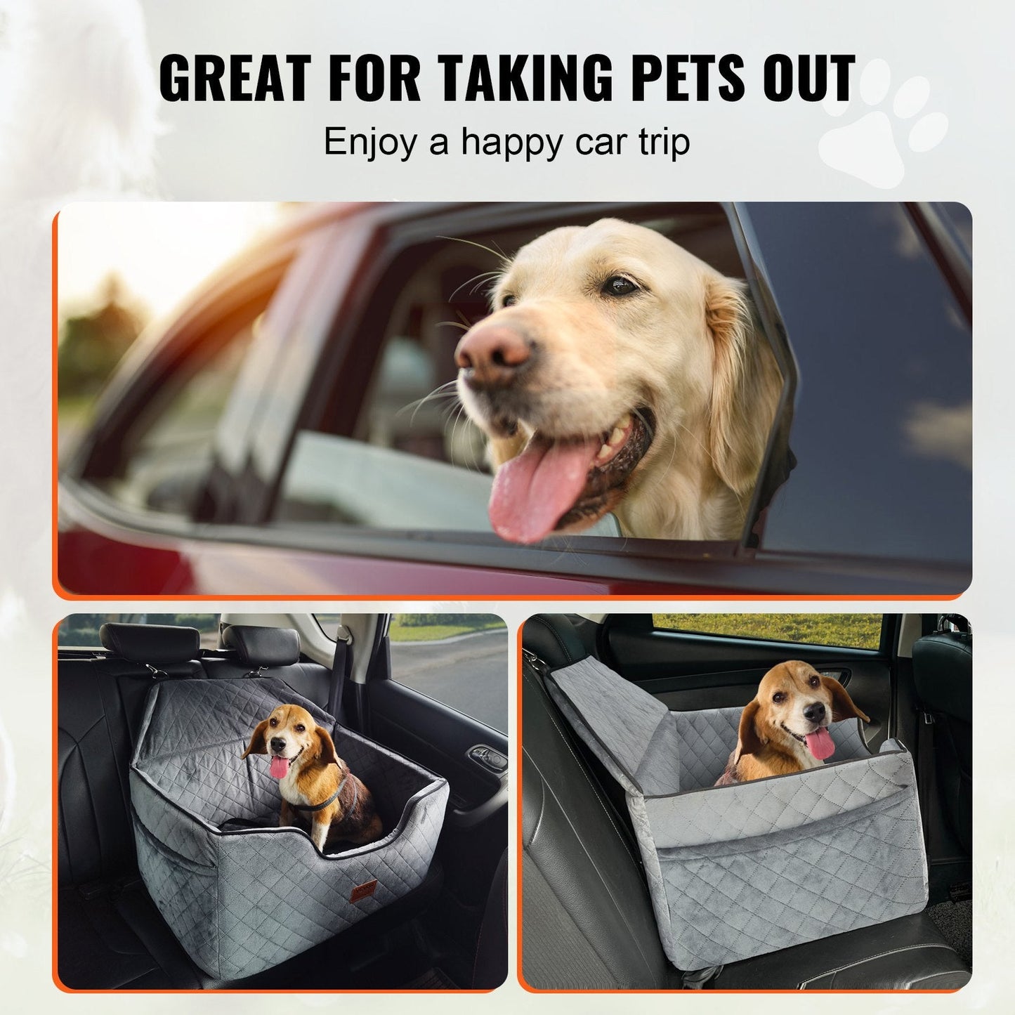 Dog Booster Car Seat for Medium & Large Dogs up to 55 lbs – Pet Travel Safety Seat, Gray | Pawrent’s Choice