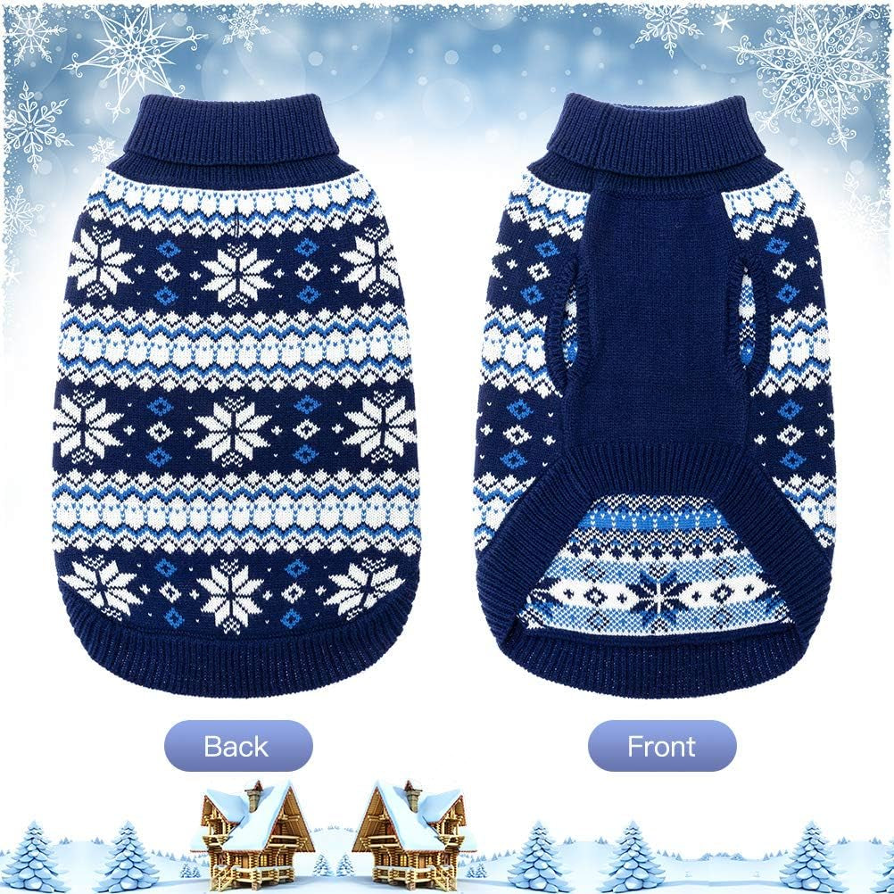 Warm Dog Sweater for Winter – Cable Knit Pullover with Snowflake Pattern, Thick & Cozy Knitwear for Small, Medium & Large Dogs