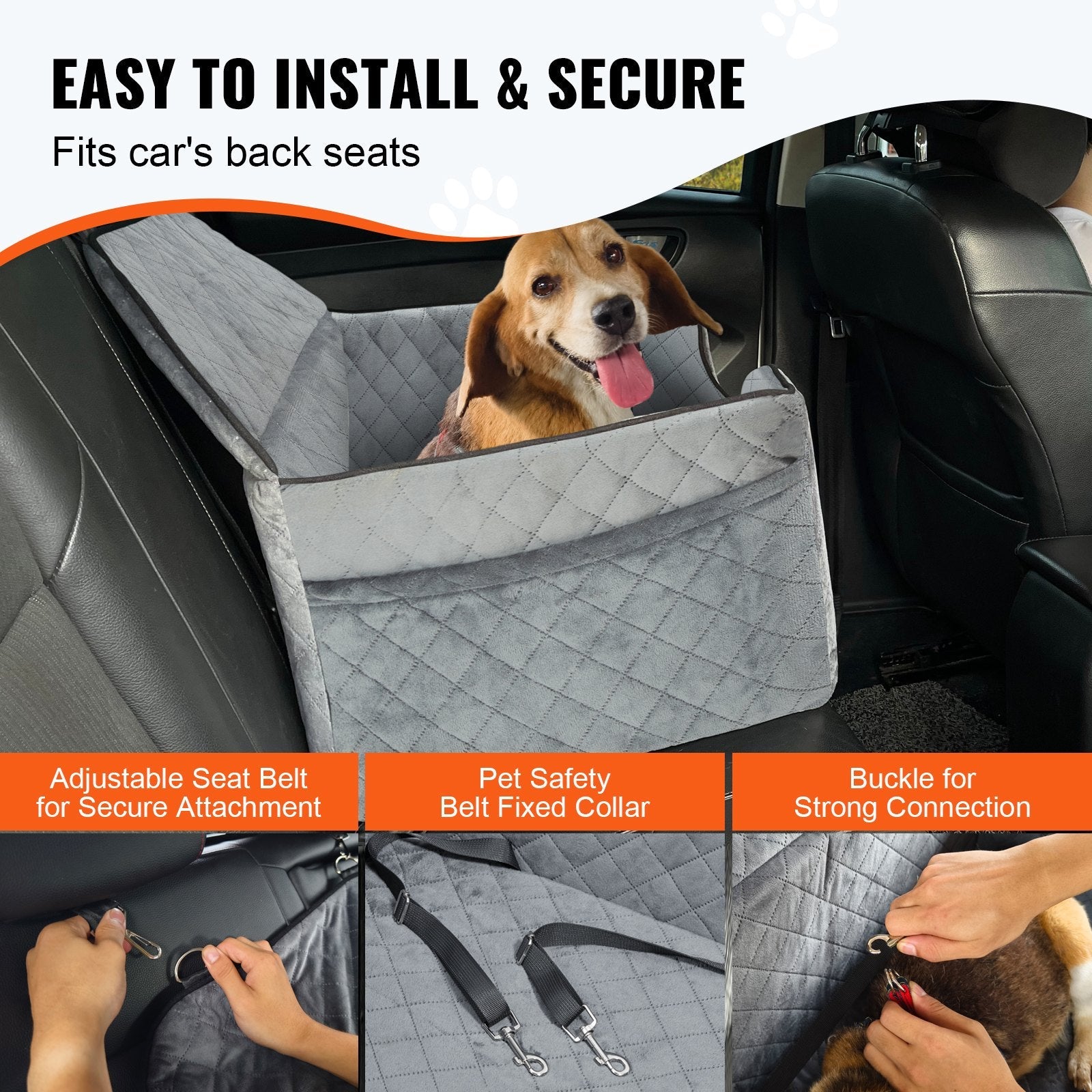 Dog Booster Car Seat for Medium & Large Dogs up to 55 lbs – Pet Travel Safety Seat, Gray | Pawrent’s Choice