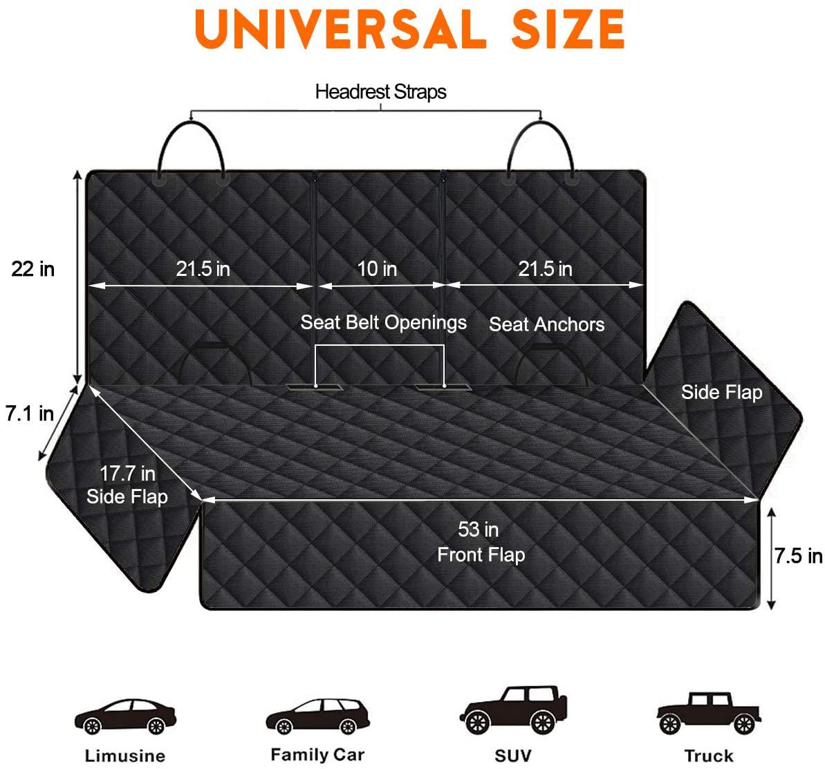 Luxury Dog Car Seat Cover – Waterproof, Universal Fit for Cars, Trucks & SUVs – Nonslip Back Seat Protector with Seat Belts for Pets & Kids