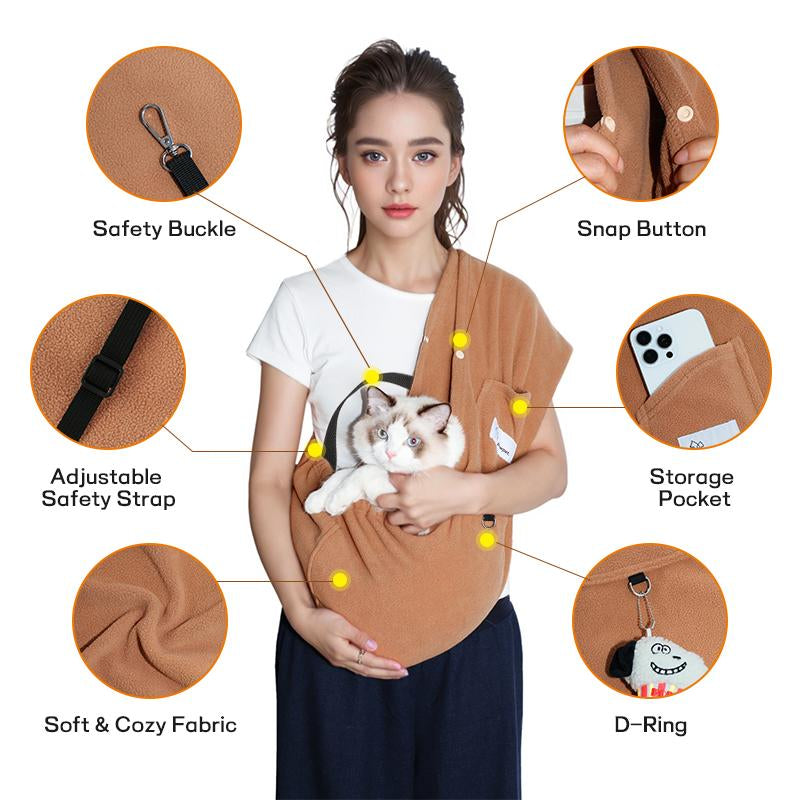 L Pet Sling, Pet Carrier, Handsfree up to 15Lbs, Dog & Cat Sling Soft Touch for Chinchillas, Hedgehogs, Puppies, Sugar Gliders, Guinea Pigs, Rabbits, Kittens Etc Bag Hands Free Cozy & Secure