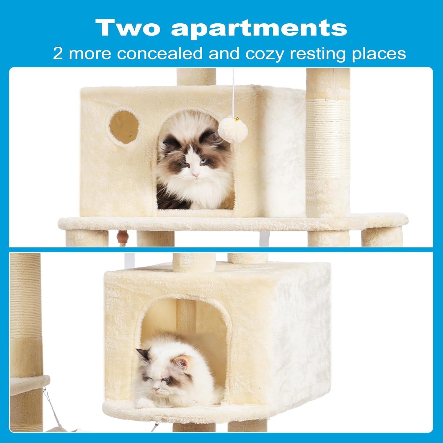 Cat Tree Tower – Multi-Level Condo with Hammock, Scratching Posts & Plush Beds