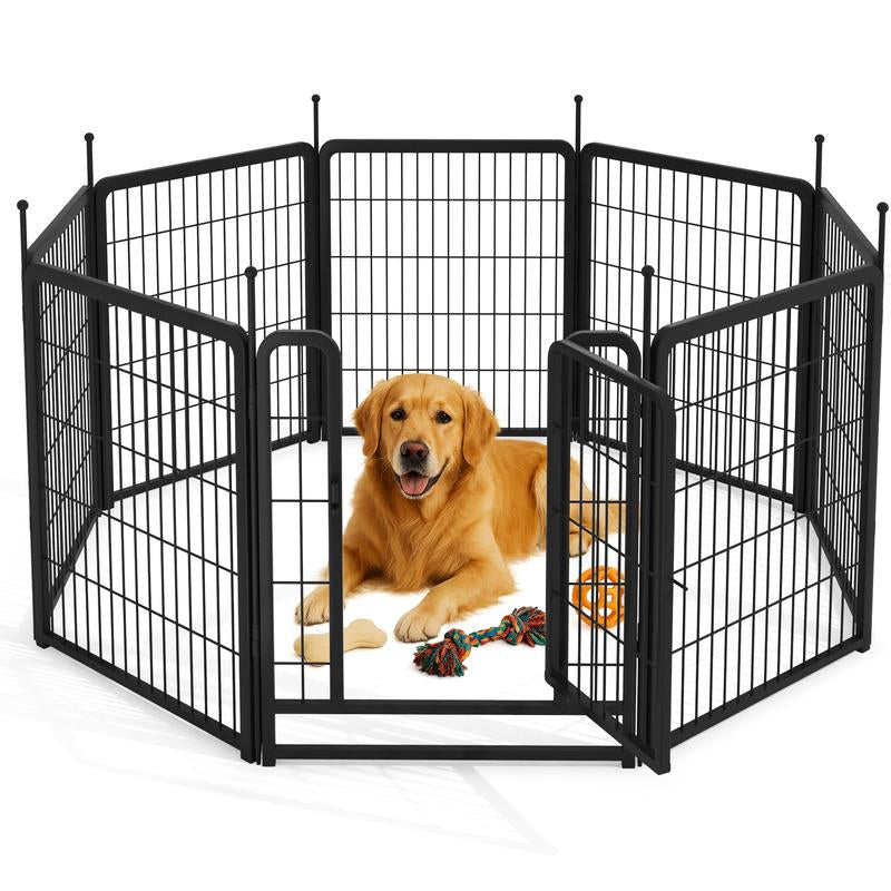 Dog Playpen Outdoor 8-Panel Fence – 31" Portable Pet Exercise Pen for Small Dogs, Puppies, Rabbits & Small Animals, Black