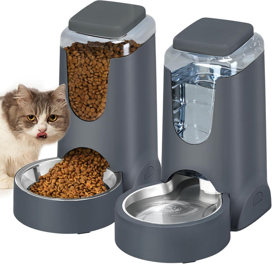 Automatic Pet Feeder & Water Dispenser Set – Gravity Food Feeder and 1 Gallon Waterer for Cats & Dogs | Pawrent’s Choice