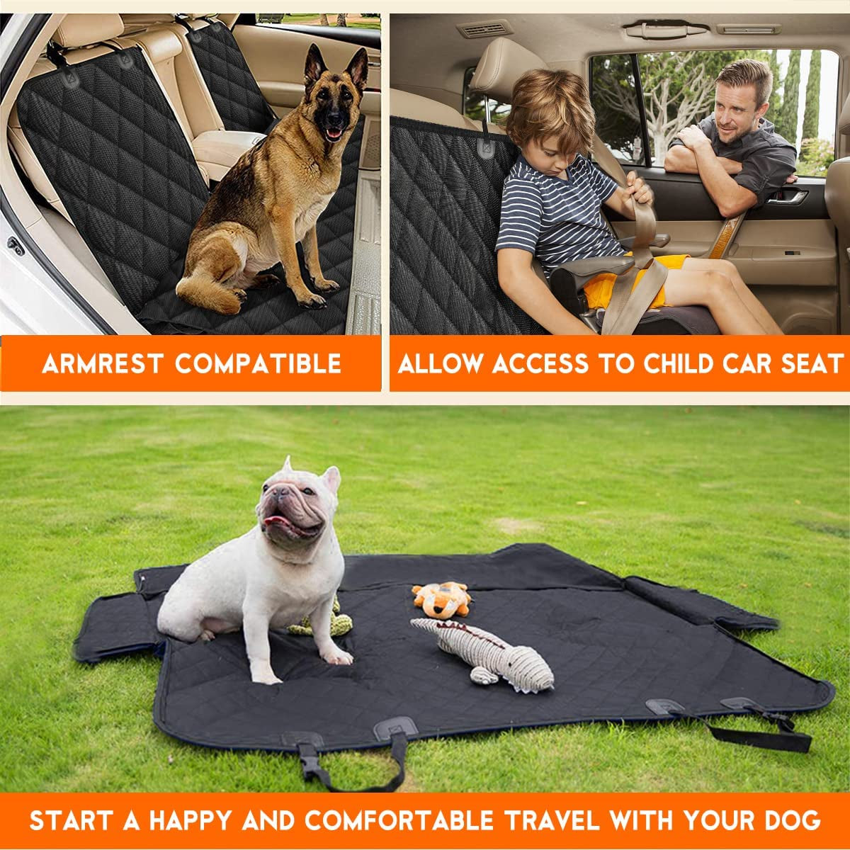 Luxury Dog Car Seat Cover – Waterproof, Universal Fit for Cars, Trucks & SUVs – Nonslip Back Seat Protector with Seat Belts for Pets & Kids