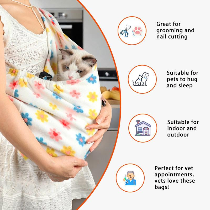 L Pet Sling, Pet Carrier, Handsfree up to 15Lbs, Dog & Cat Sling Soft Touch for Chinchillas, Hedgehogs, Puppies, Sugar Gliders, Guinea Pigs, Rabbits, Kittens Etc Bag Hands Free Cozy & Secure