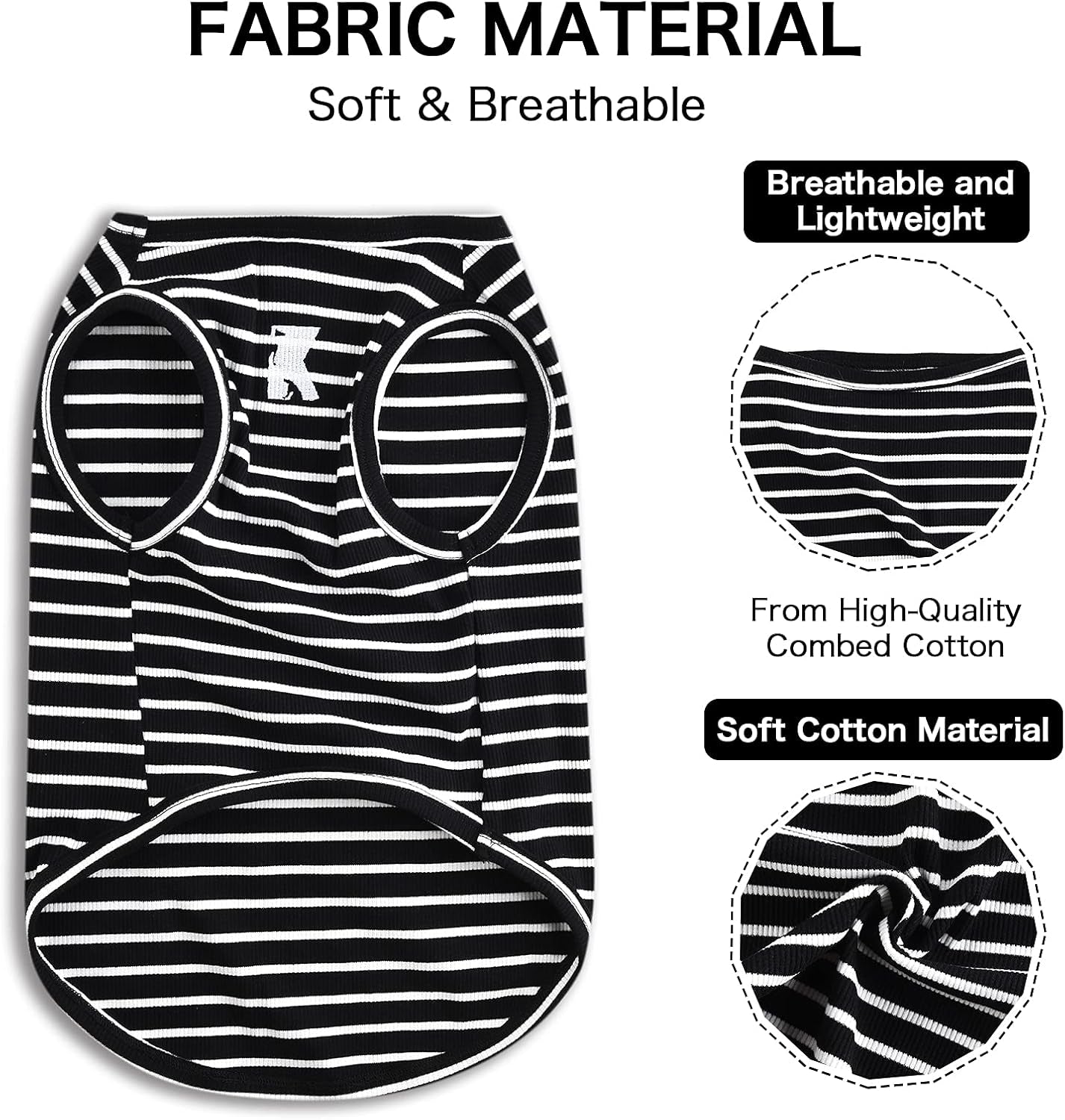Dog Shirts 2-Pack – Lightweight Breathable T-Shirts & Sleeveless Vests for Small, Medium & Large Dogs or Cats, Black + Grey [5XL]
