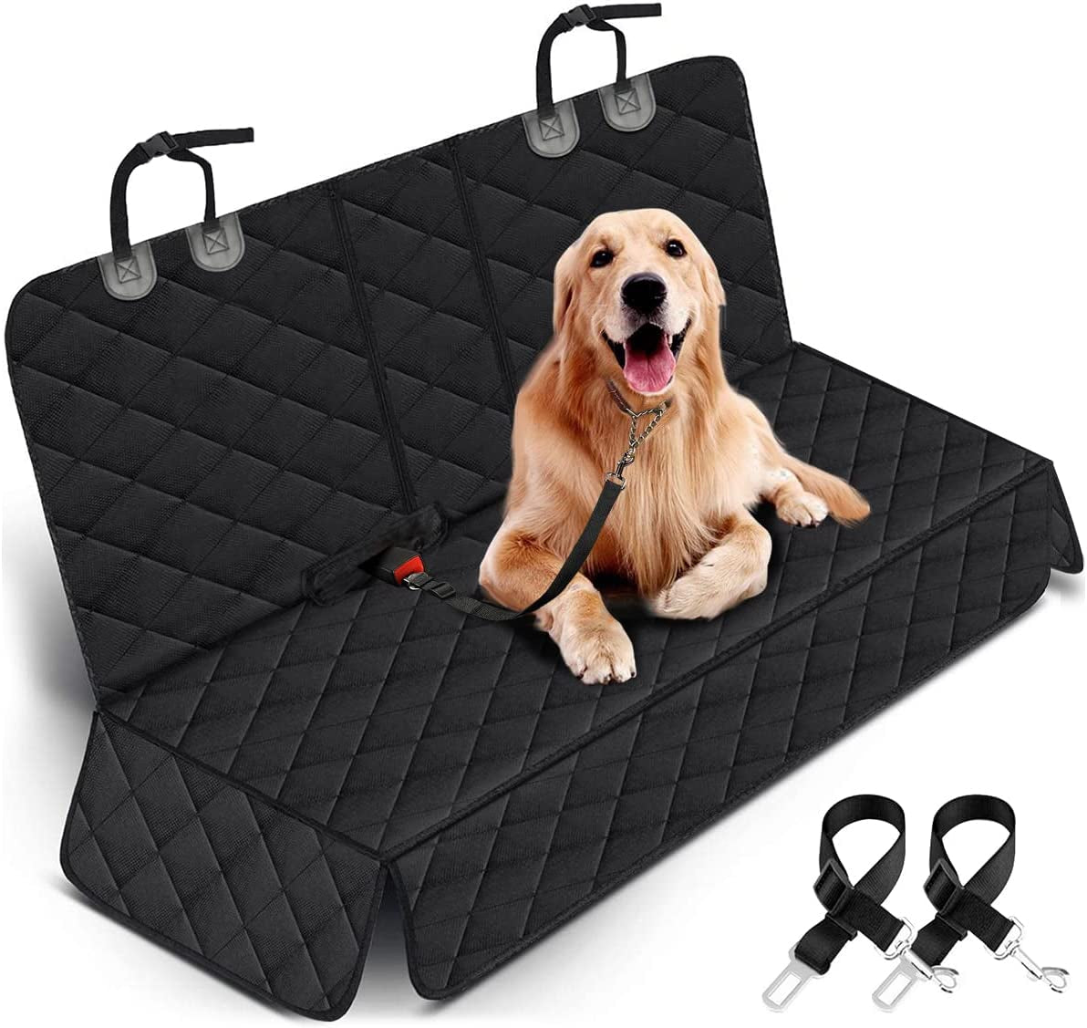 Luxury Dog Car Seat Cover – Waterproof, Universal Fit for Cars, Trucks & SUVs – Nonslip Back Seat Protector with Seat Belts for Pets & Kids
