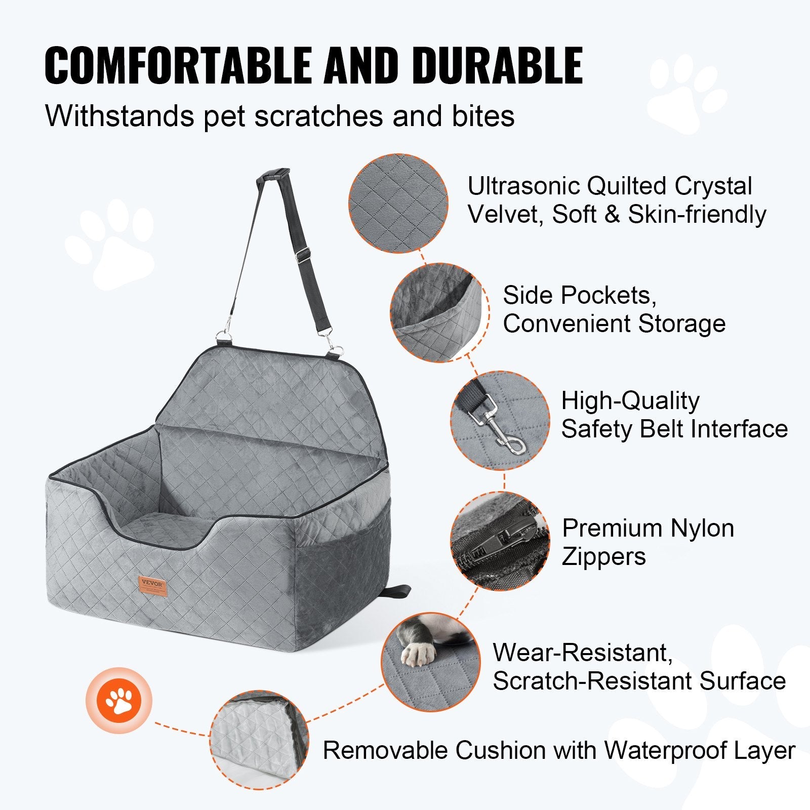 Dog Booster Car Seat for Medium & Large Dogs up to 55 lbs – Pet Travel Safety Seat, Gray | Pawrent’s Choice