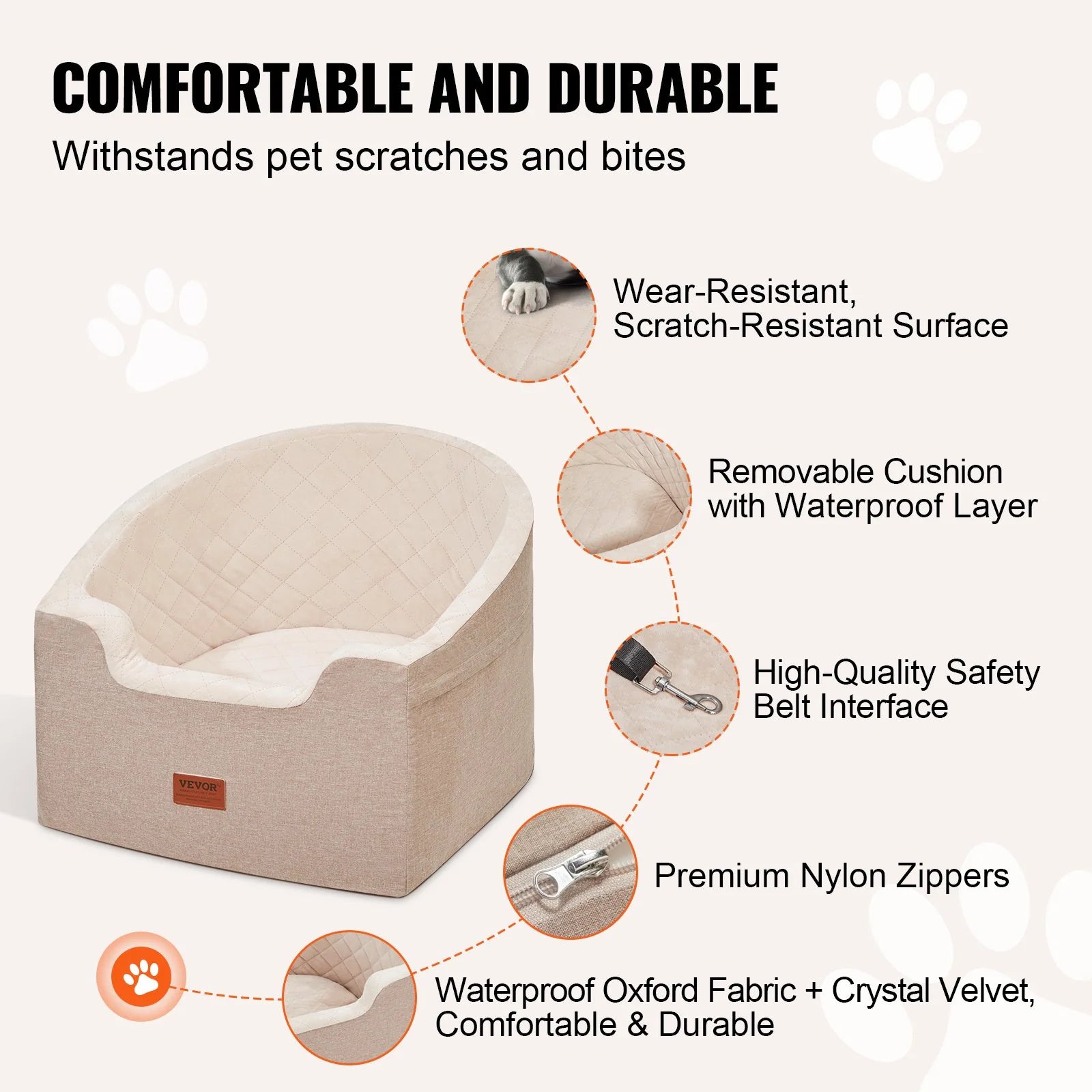 Dog Booster Car Seat – Pet Car Seat for Small & Medium Dogs up to 55 lbs – Travel Safety Seat, Brown | Pawrent’s Choice