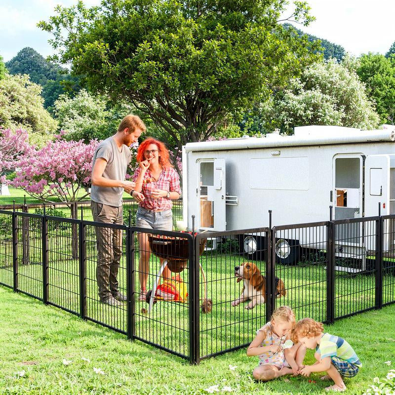Dog Playpen Outdoor 8-Panel Fence – 31" Portable Pet Exercise Pen for Small Dogs, Puppies, Rabbits & Small Animals, Black