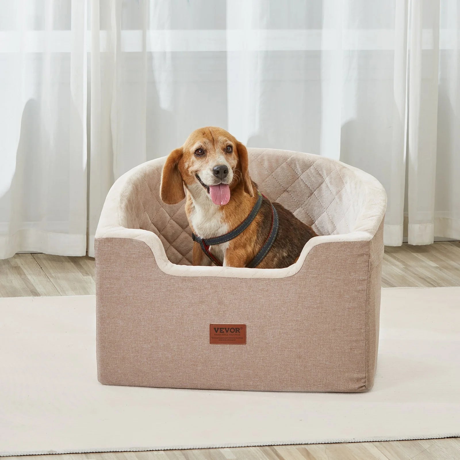 Dog Booster Car Seat – Pet Car Seat for Small & Medium Dogs up to 55 lbs – Travel Safety Seat, Brown | Pawrent’s Choice