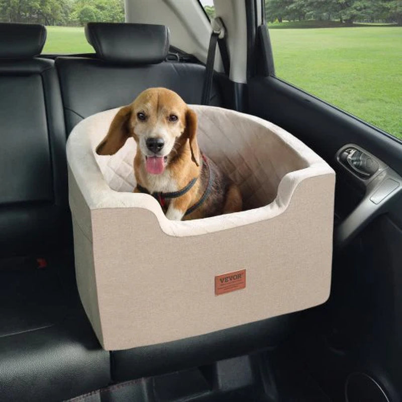 Dog Booster Car Seat – Pet Car Seat for Small & Medium Dogs up to 55 lbs – Travel Safety Seat, Brown | Pawrent’s Choice