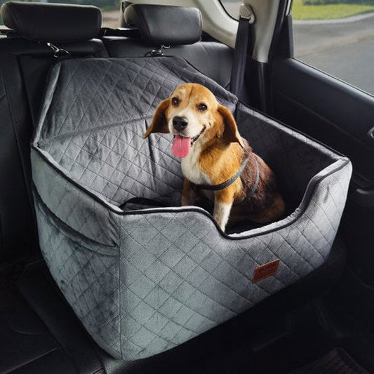 Dog Booster Car Seat for Medium & Large Dogs up to 55 lbs – Pet Travel Safety Seat, Gray | Pawrent’s Choice