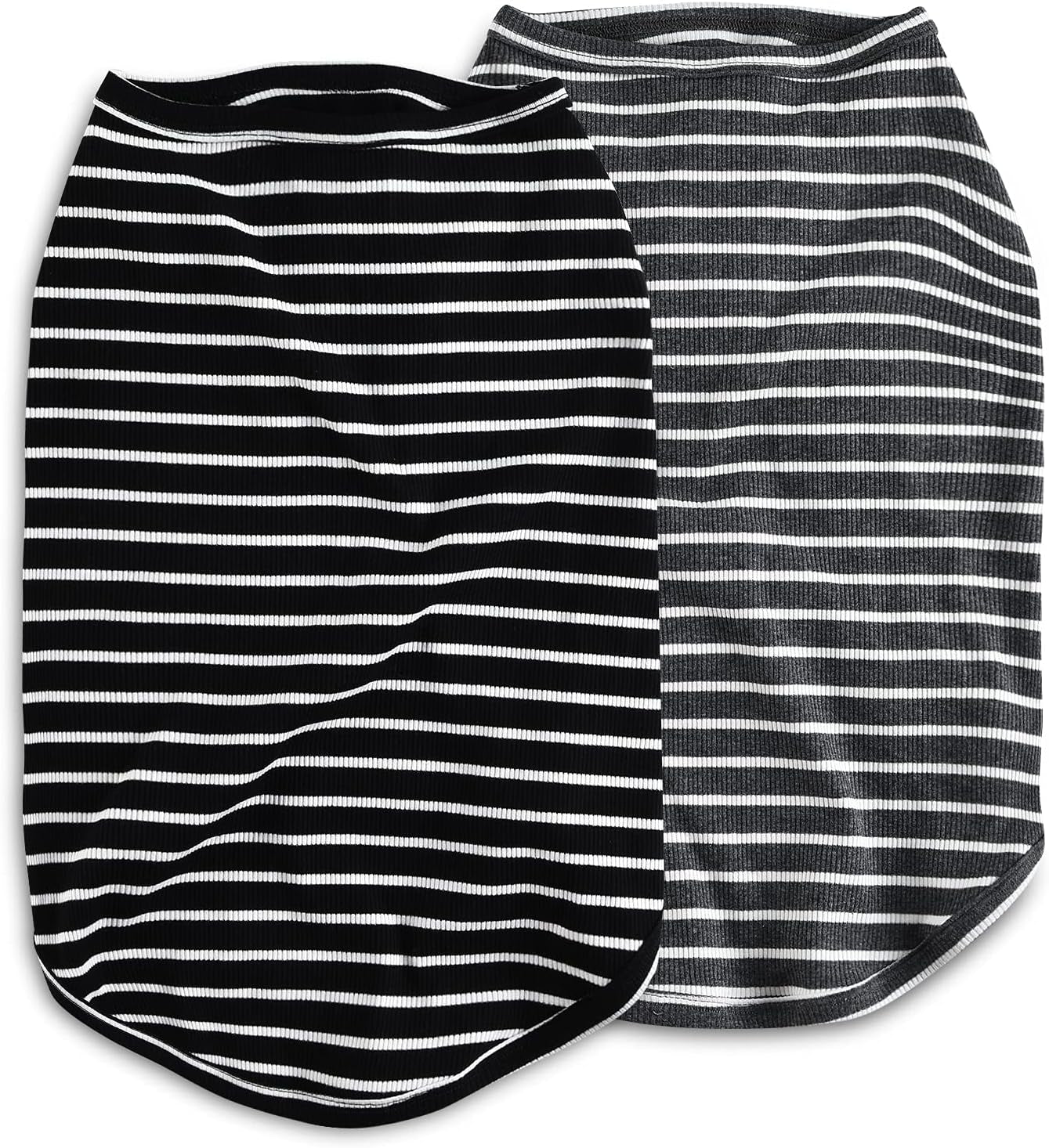 Dog Shirts 2-Pack – Lightweight Breathable T-Shirts & Sleeveless Vests for Small, Medium & Large Dogs or Cats, Black + Grey [5XL]