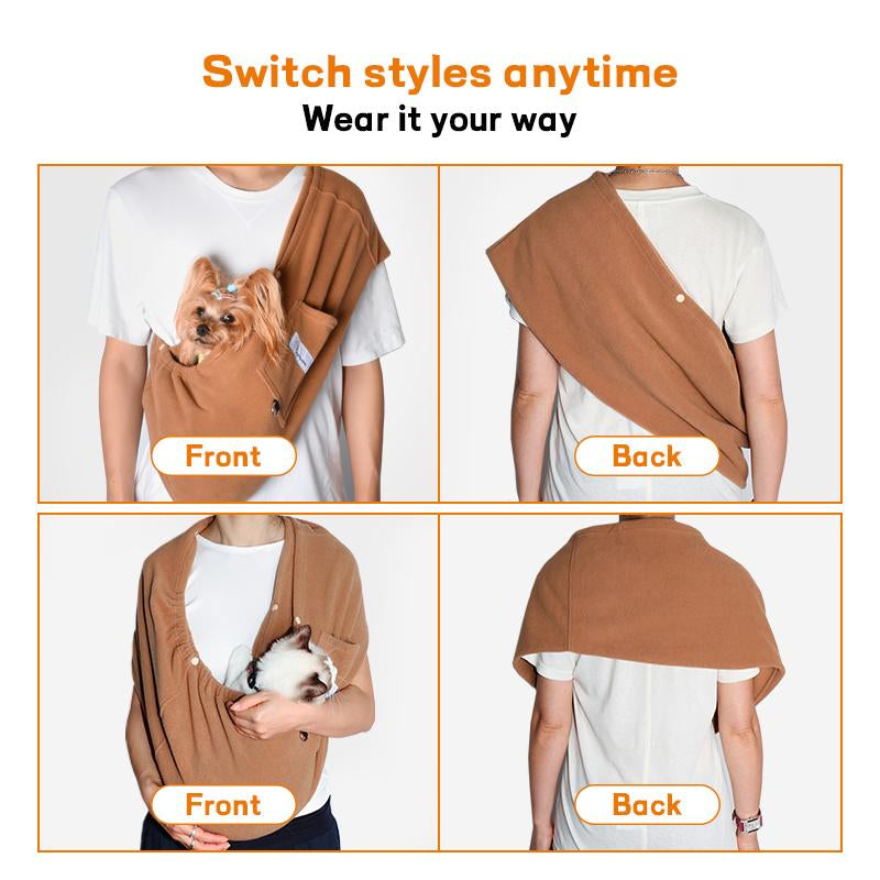 L Pet Sling, Pet Carrier, Handsfree up to 15Lbs, Dog & Cat Sling Soft Touch for Chinchillas, Hedgehogs, Puppies, Sugar Gliders, Guinea Pigs, Rabbits, Kittens Etc Bag Hands Free Cozy & Secure