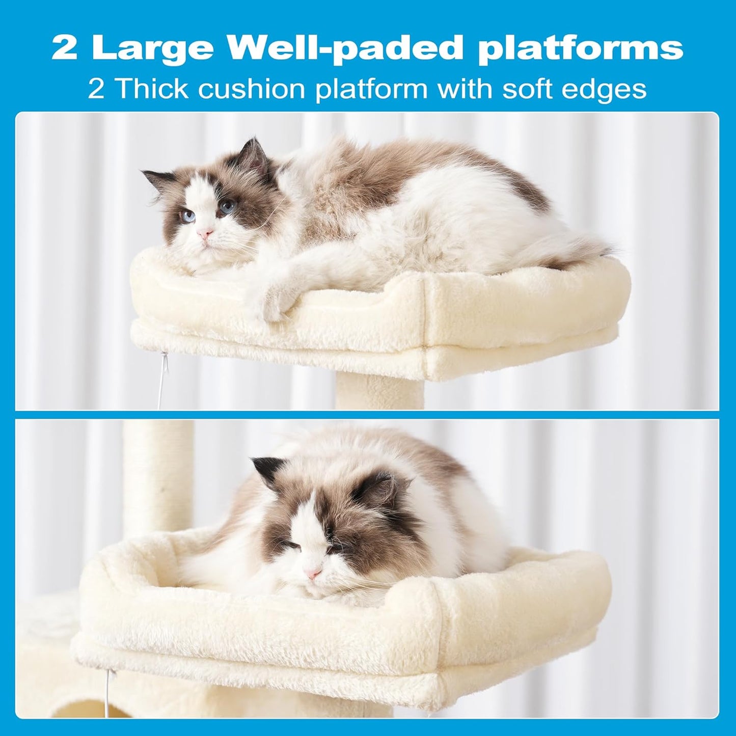 Cat Tree Tower – Multi-Level Condo with Hammock, Scratching Posts & Plush Beds