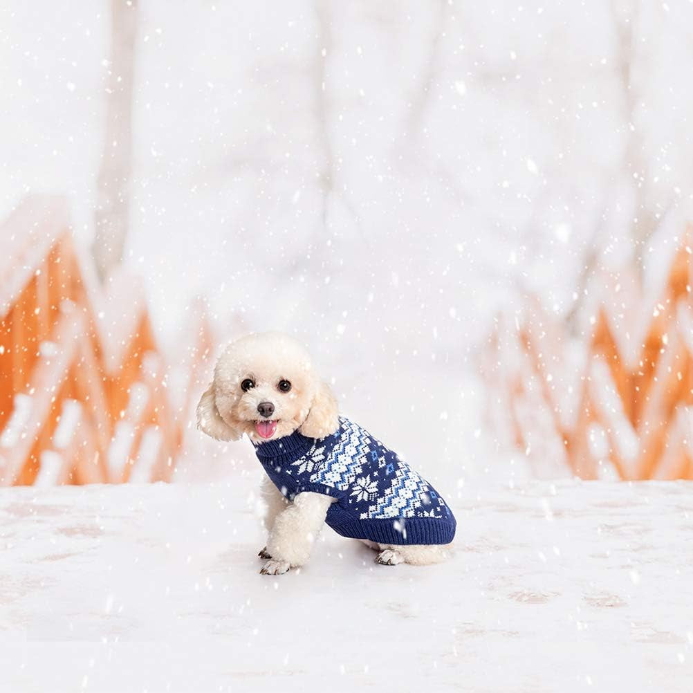 Warm Dog Sweater for Winter – Cable Knit Pullover with Snowflake Pattern, Thick & Cozy Knitwear for Small, Medium & Large Dogs