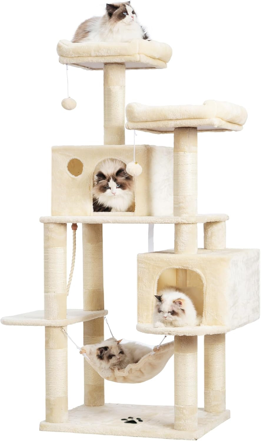 Cat Tree Tower – Multi-Level Condo with Hammock, Scratching Posts & Plush Beds